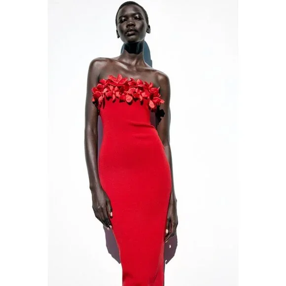 Zara | Dresses | Zara Floral Knit Midi Dress | Poshmark